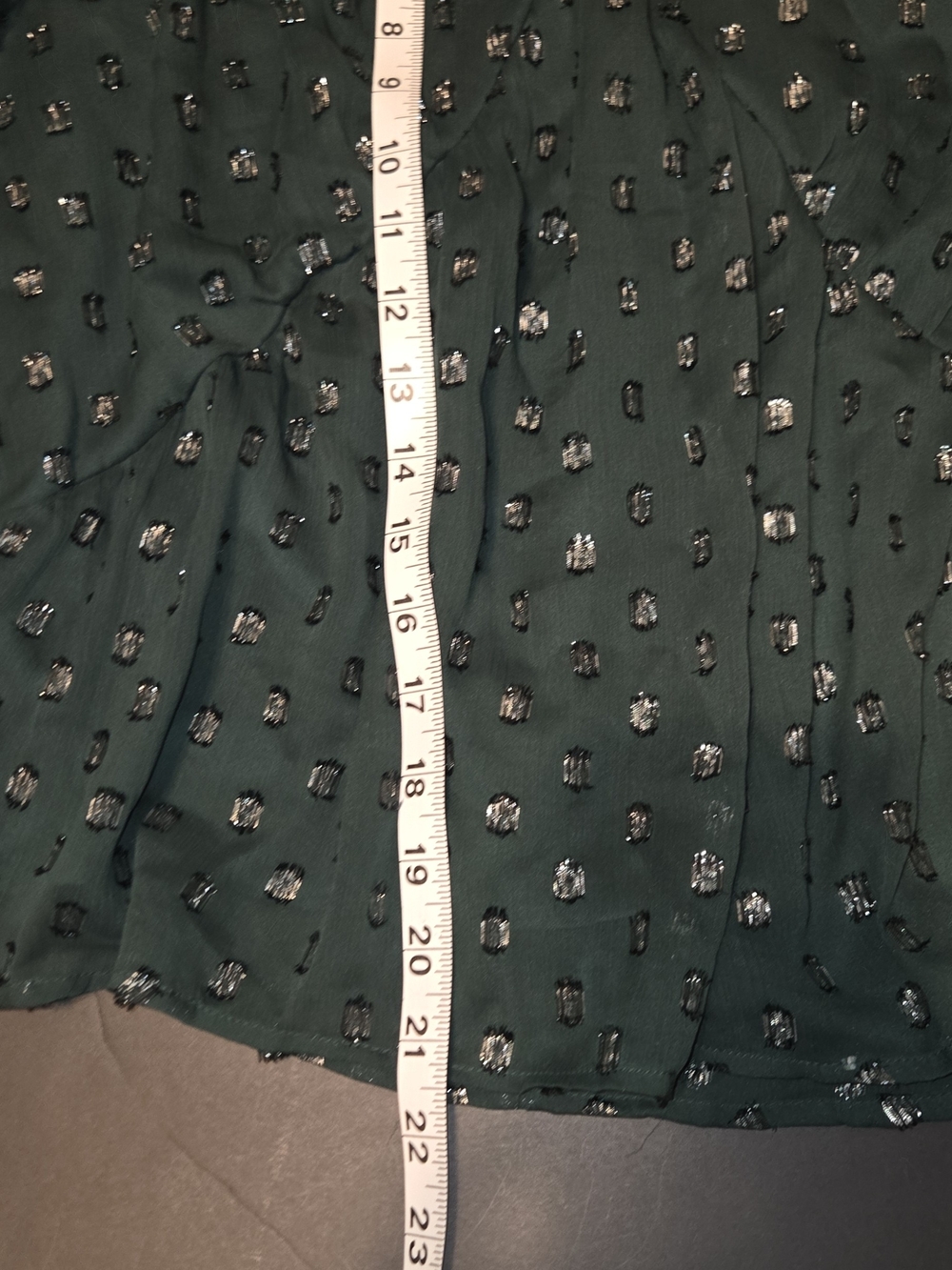 LOFT Forest Green V-Neck Long Sleeve Blouse with Metallic Dot - Picture 3 of 6